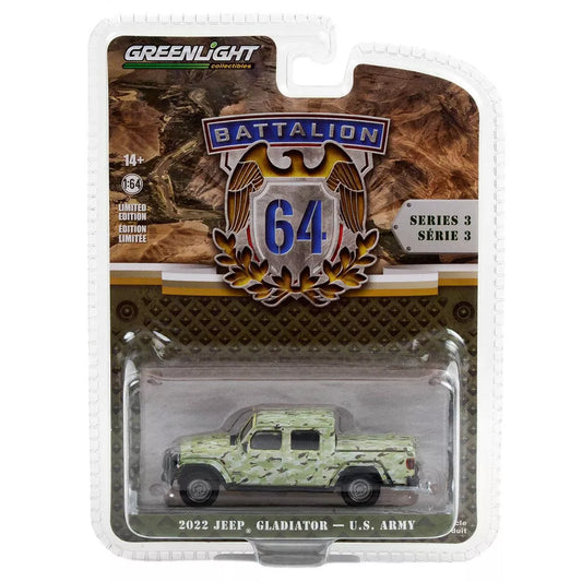 2022 Jeep Gladiator US Army - Serie Batallón 64 - Greenlight - Escala 1/64