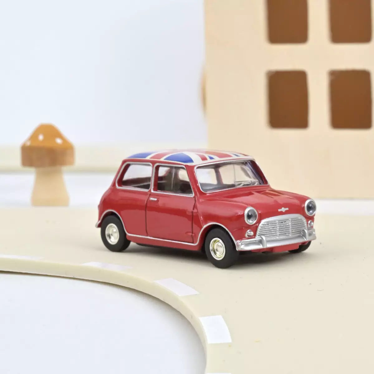 Mini Cooper S 1964 Tartan Red with Flag on Roof - Norev - Scala 1/64 Circa