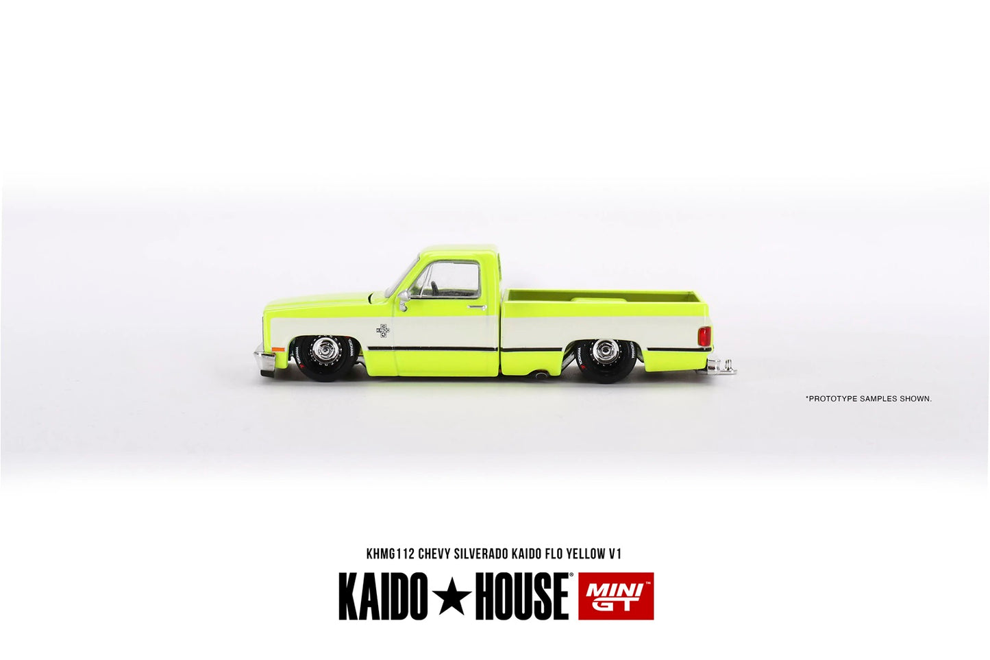 Chevrolet Silverado KAIDO Flo Yellow V1 - KAIDO HOUSE Mini GT - Scala 1/64 KHMG112