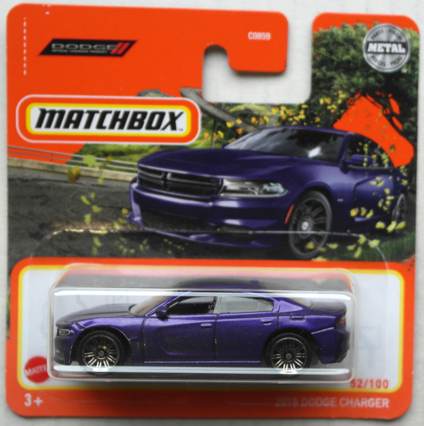 Dodge Charger 2018 Violeta #52 - Caja de cerillas - Escala 1/64 Aprox.