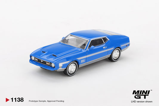 Mini GT - Ford Mustang Mach 1 Grabber Blue 1971 - Scala 1-64 MGT01138-L