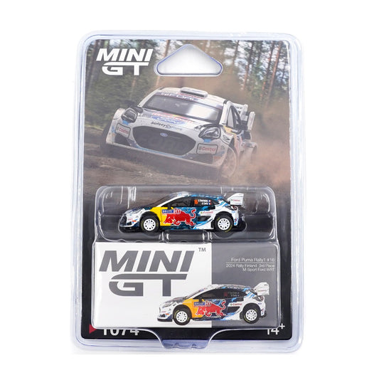 Ford Puma Rally1 #16 M-Sport Ford WRT 2024 Rally Finland 3rd Place - Mini GT - Scala 1/64 MGT01074-BL Blister Packaging