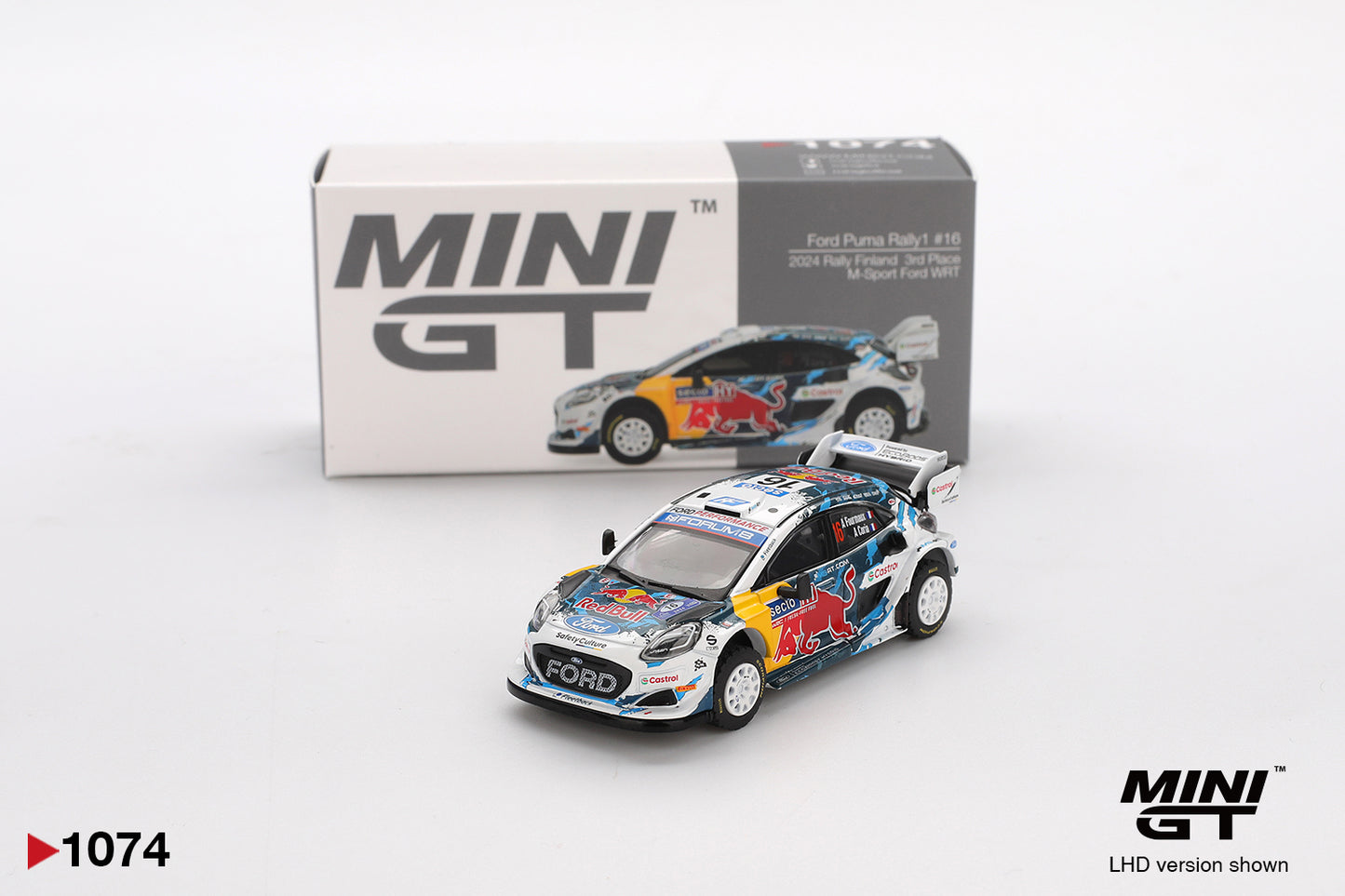 Ford Puma Rally1 #16 M-Sport Ford WRT 2024 Rally Finland 3rd Place - Mini GT - Scala 1/64 MGT01074-L