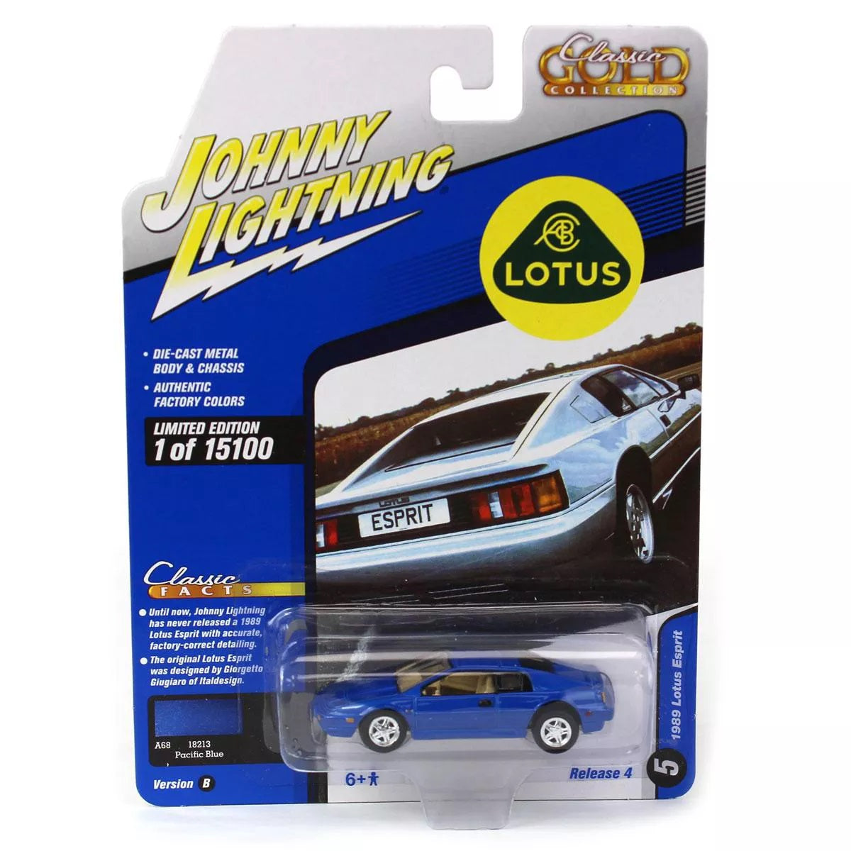 1989 Lotus Esprit Pacific Blue Series Classic Gold - Johnny Lightning - Scala 1/64