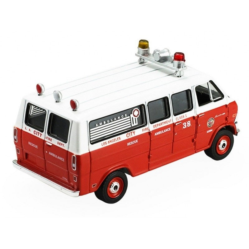 Greenlight - 1969 Ford Econoline Ambulance - Los Angeles Fire Department - Fire Rescue Series - Scala 1/64