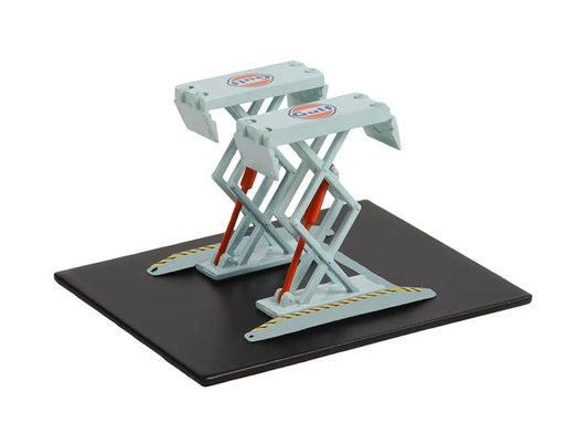 Gulf Oil - Double Scissor Lifts - Greenlight - Scala 1/64
