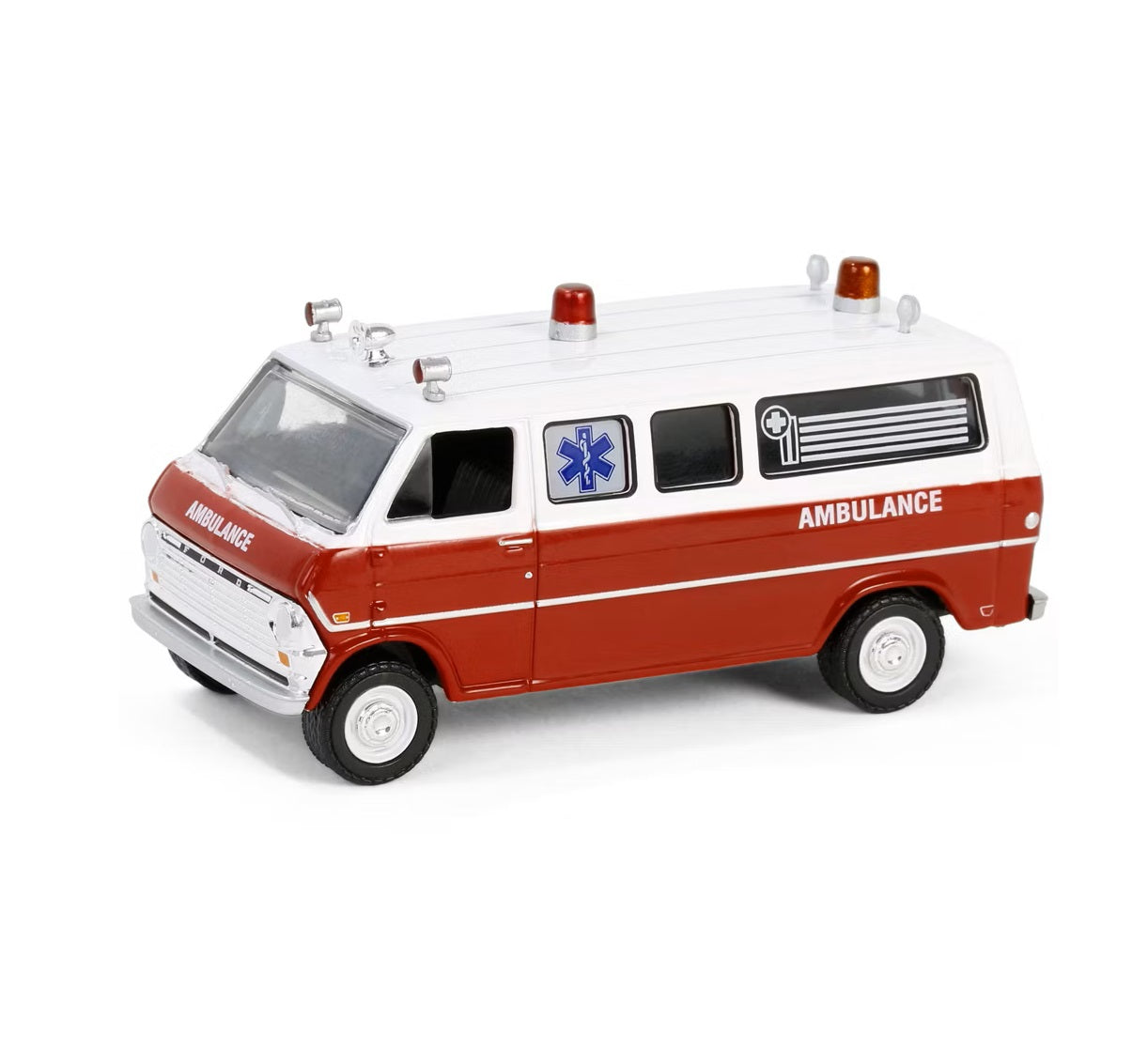 1970 Ford Club Wagon Ambulance Red and White "Airplane!" (1980) Movie - Greenlight - Scala 1/64 Hollywood Series