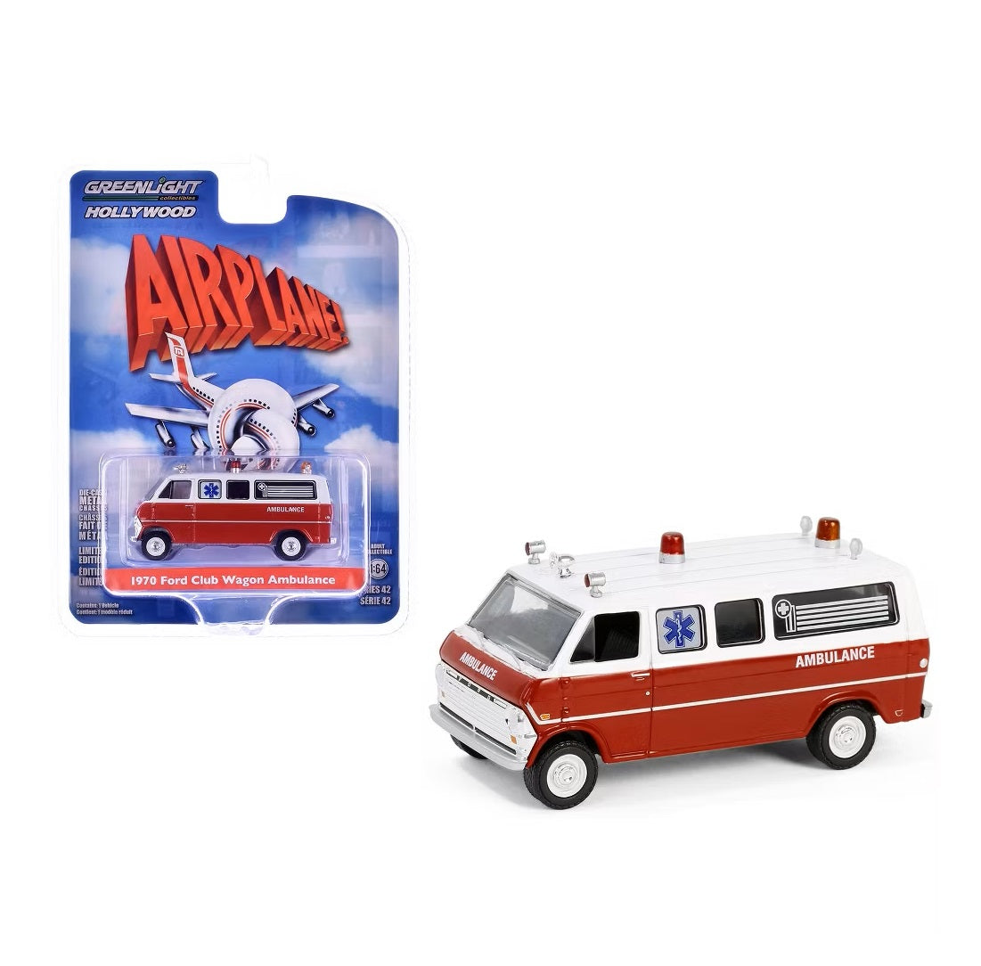 1970 Ford Club Wagon Ambulance Red and White "Airplane!" (1980) Movie - Greenlight - Scala 1/64 Hollywood Series