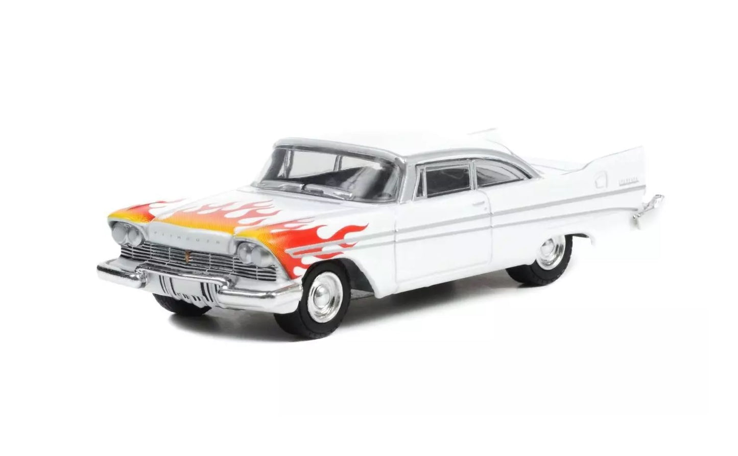 1957 Plymouth Belvedere White with Flames Hobby Exclusive - Greenlight - Scala 1/64