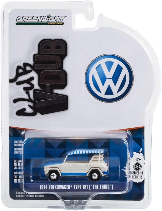 1974 Volkswagen Type 181 (The Thing) Blanco con techo blando - Club V-Dub - Greenlight - Escala 1/64