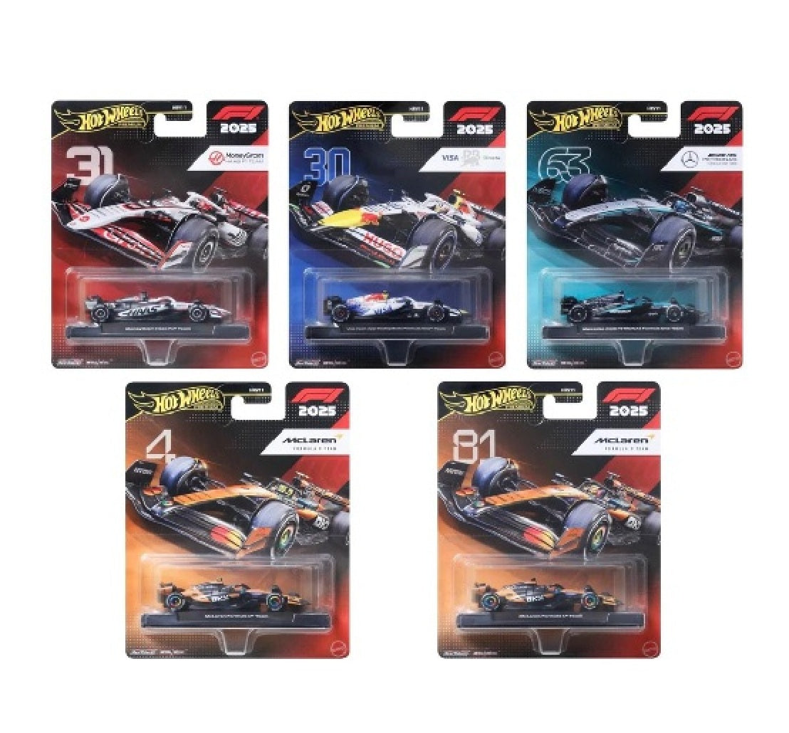Set 5 Modelli 2025 - Formula 1 - Hot Wheels Premium - Scala 1/64