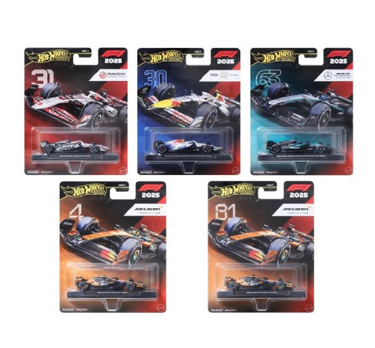 Set 5 Modelli 2025 - Formula 1 - Hot Wheels Premium - Scala 1/64