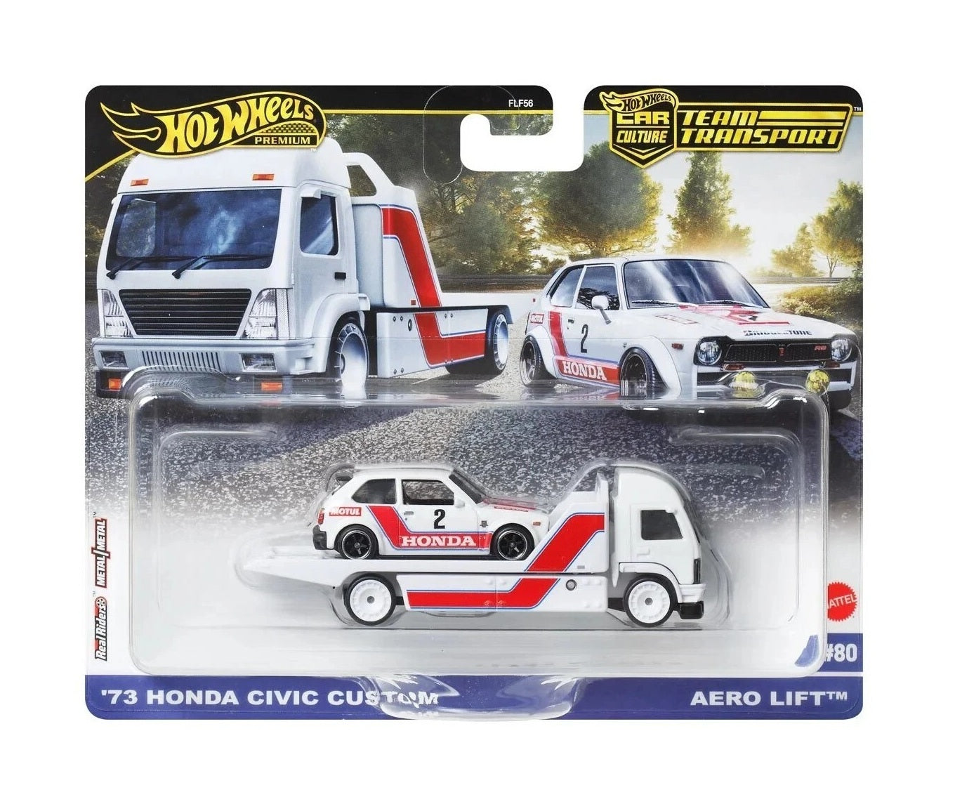 '73 Honda Civic Custom + Aero Lift - Series Car Culture Team Transport - Hot Wheels Premium - Scala 1/64