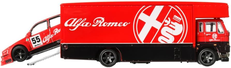 Alfa Romeo 155 V6 Ti & Fleet Flyer - Series Car Culture Team Transport - Hot Wheels Premium - Scala 1/64