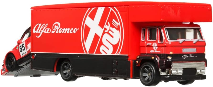 Alfa Romeo 155 V6 Ti & Fleet Flyer - Series Car Culture Team Transport - Hot Wheels Premium - Scala 1/64