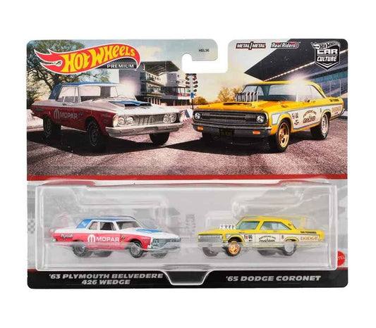 2-Pack '63 Plymouth Belvedere 426 Wedge & '65 Dodge Coronet - Hot Wheels Premium - Scala 1/64