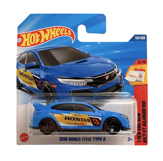 2018 Honda Civic Type R Blue - Hot Wheels - Then and Now 3/10 - Scala 1/64 Circa