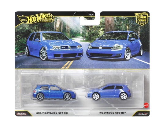 2-Pack 2004 Volkswagen Golf R32 & Volkswagen Golf MK7 - Hot Wheels Premium - Scala 1/64