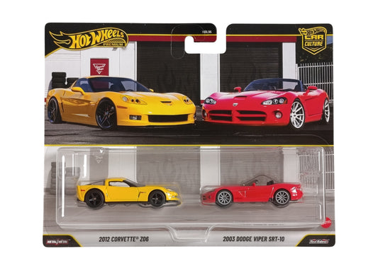 Hot Wheels Premium - 2-Pack 2012 Corvette Z06 - 2003 Dodge Viper SRT-10 - Scala 1/64
