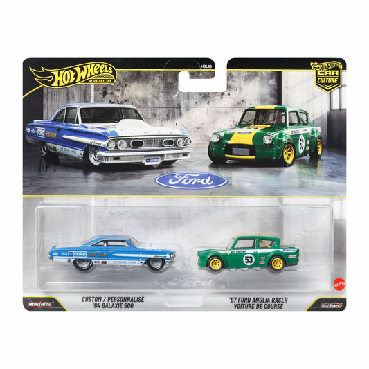 2-Pack Custom '64 Galaxie 500 and '67 Ford Anglia Racer - Hot Wheels Premium - Scala 1/64