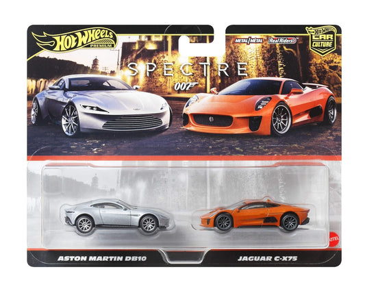 2-Pack James Bond Spectre Aston Martin DB10 + Jaguar C-X75 - Hot Wheels Premium - Scala 1/64