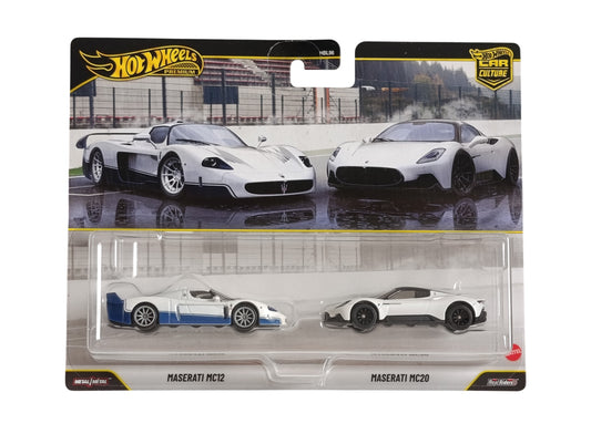 2-Pack Maserati MC12 - Maserati MC20 - Hot Wheels Premium - Scala 1/64