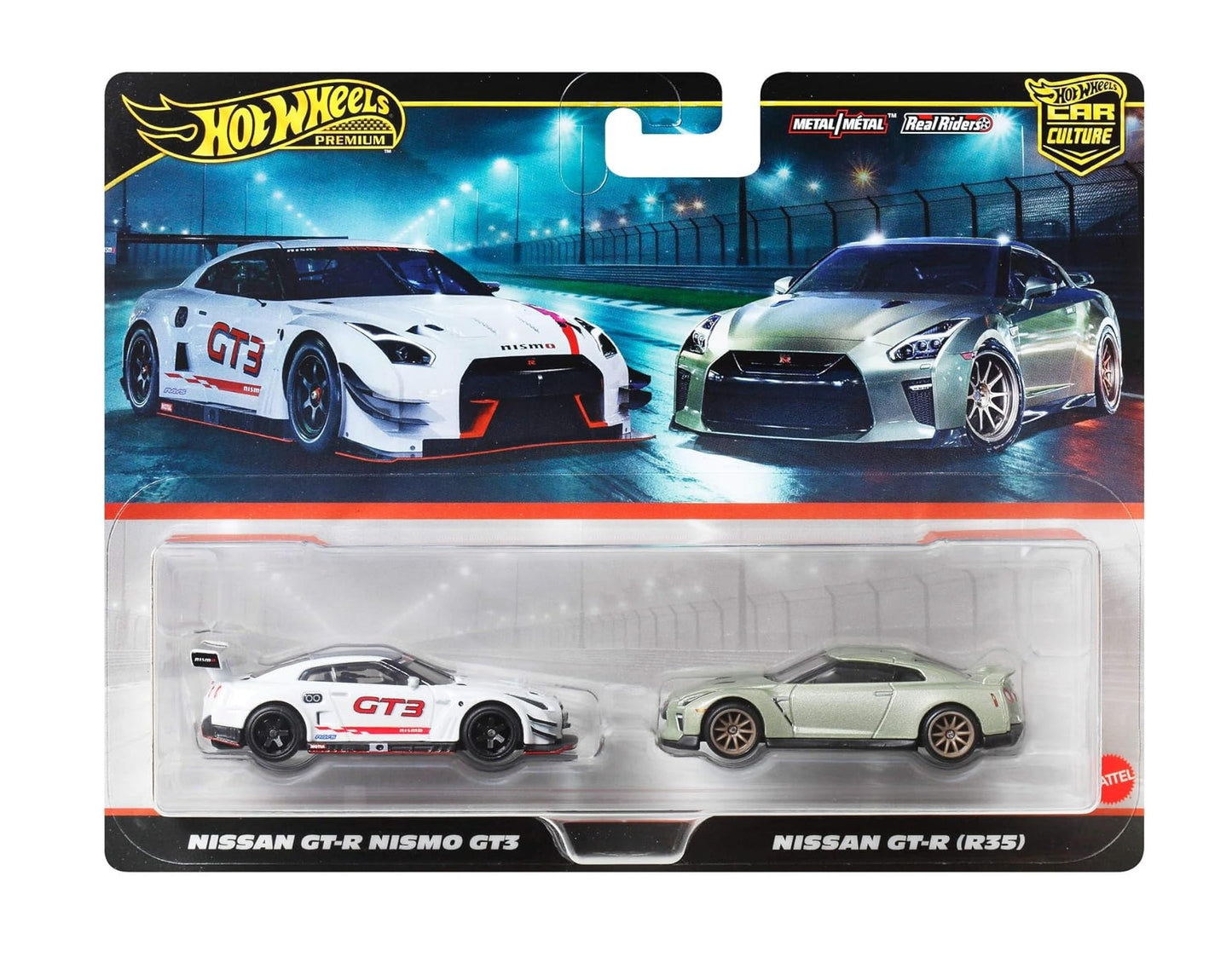 2-Pack Nissan GT-R Nismo GT3 + Nissan GT-R (R35) - Hot Wheels Premium - Scala 1/64