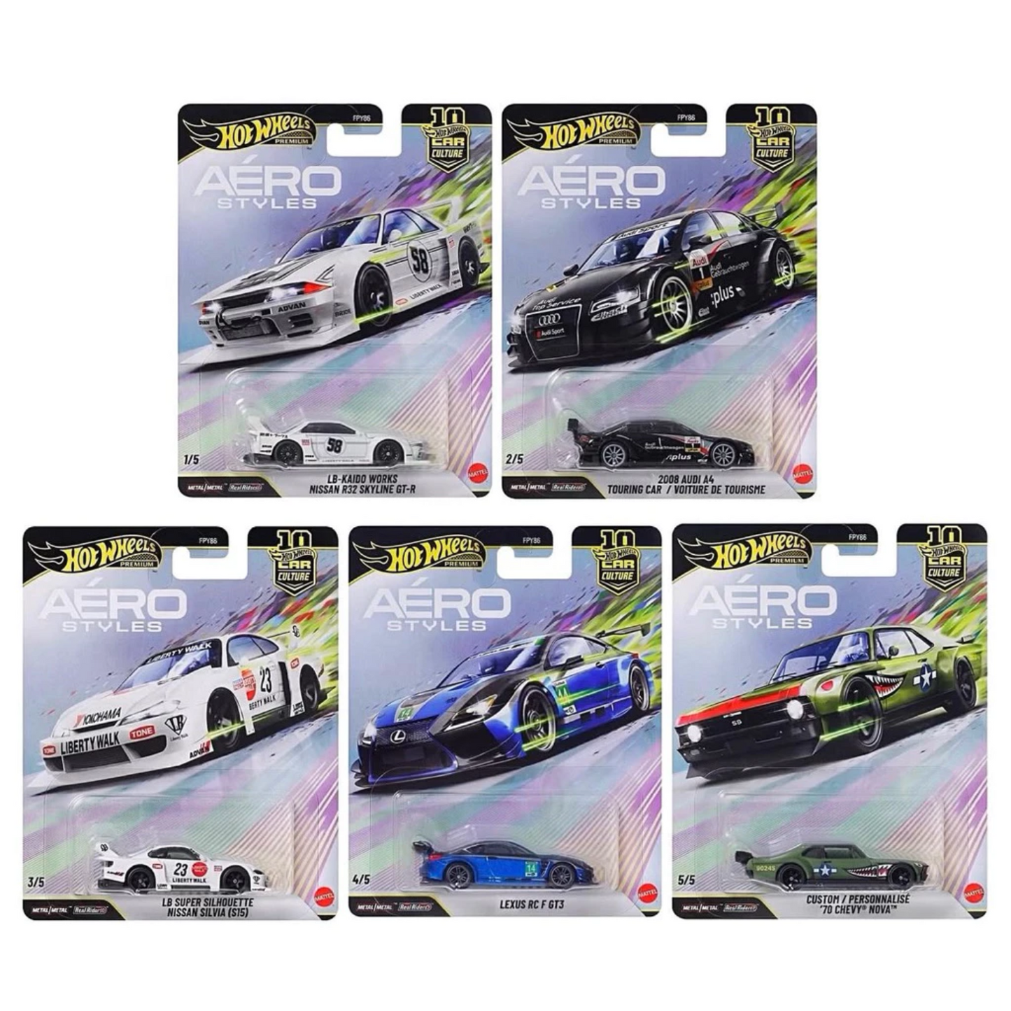 Aero Styles Set of 5 Cars - Hot Wheels Premium - Scala 1/64