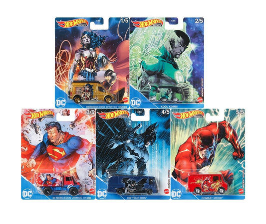 DC Comics 2021 Assortment Set of 5 Cars - Hot Wheels Premium - Scala 1/64