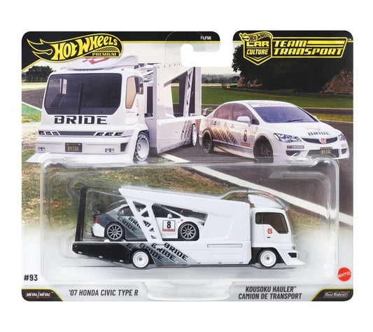 '07 Honda Civic Type R + Kousoku Hauler - Series Car Culture Team Transport - Hot Wheels Premium - Scala 1/64