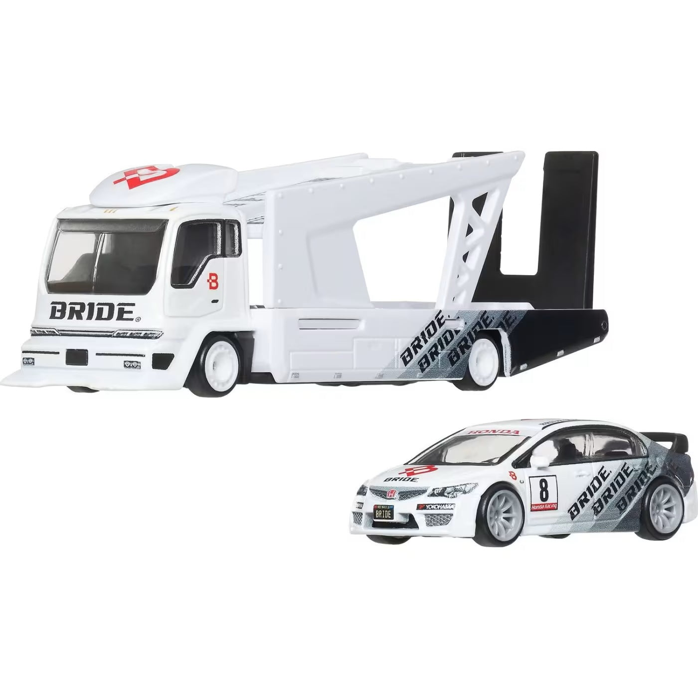 '07 Honda Civic Type R + Kousoku Hauler - Series Car Culture Team Transport - Hot Wheels Premium - Scala 1/64