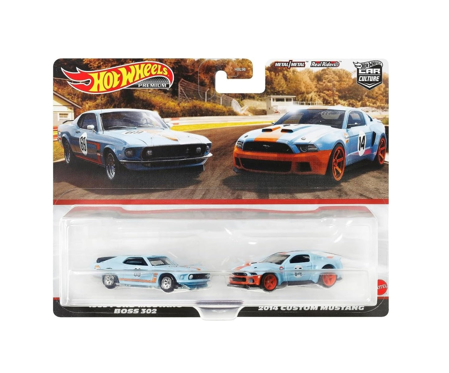 2-Pack 1969 Ford Mustang Boss 302 - 2014 Custom Mustang - Hot Wheels Premium - Scala 1/64