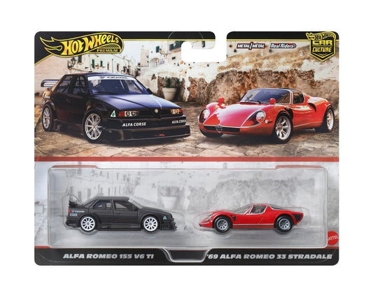 2-Pack Alfa Romeo 155 V6 TI / '69 Alfa Romeo 33 Stradale - Hot Wheels Premium - Scala 1/64 JBK95