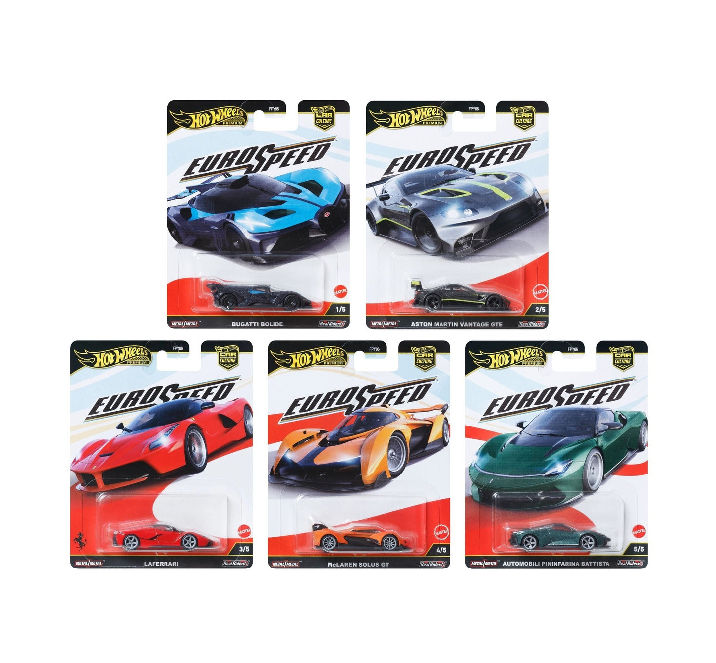 Set 5 Modelli - Series Euro Speed - Car Culture - Hot Wheels Premium - Scala 1/64