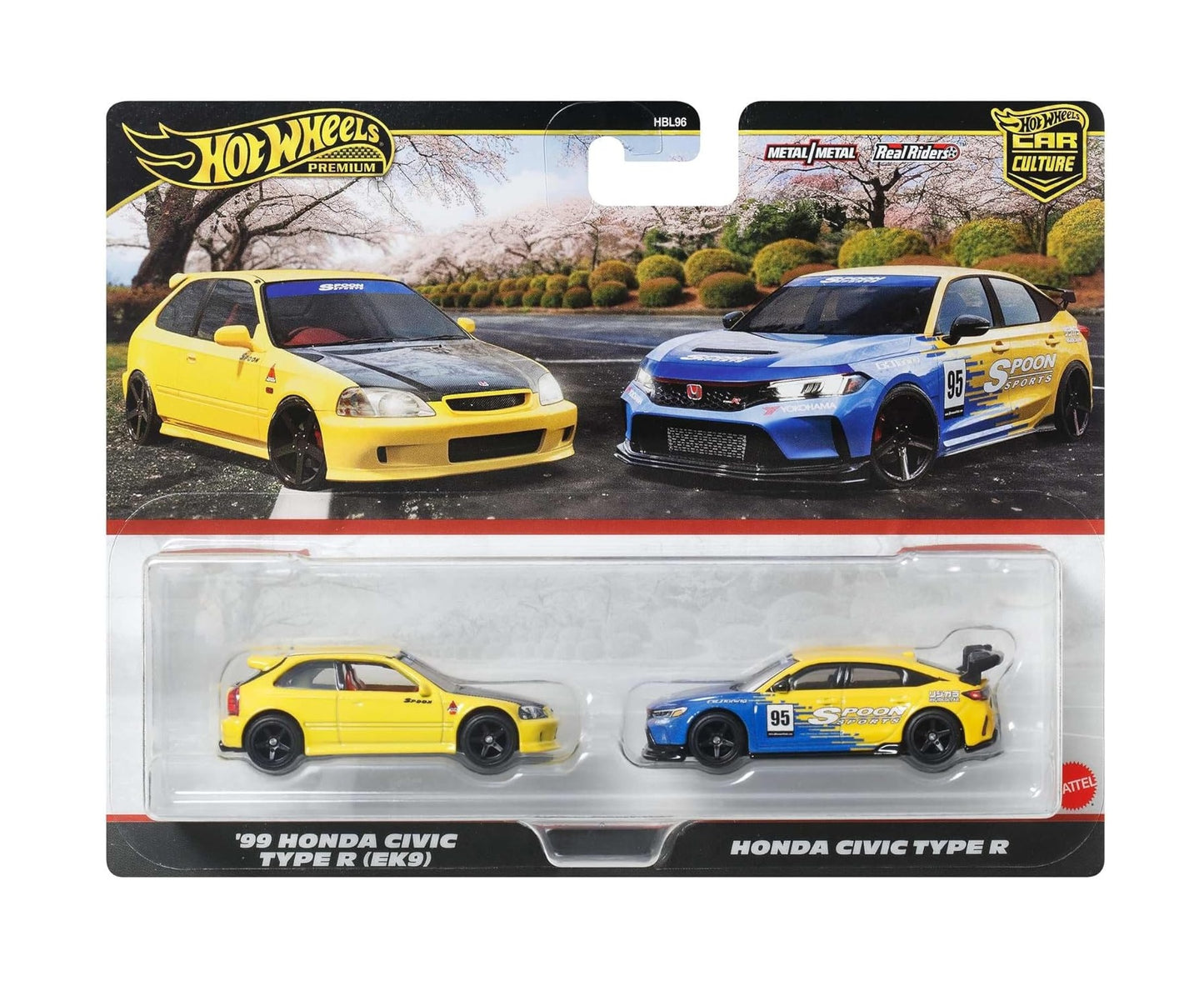 2-Pack '99 Honda Civic Type R (EK9) and Honda Civic Type R - Hot Wheels Premium - Scala 1/64