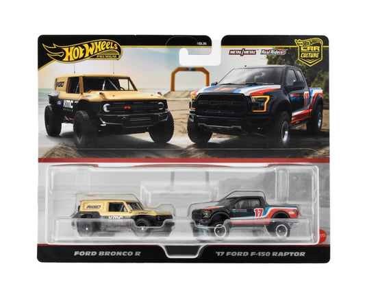 2-Pack Ford Bronco R & '17 Ford F-150 Raptor - Hot Wheels Premium - Scala 1/64