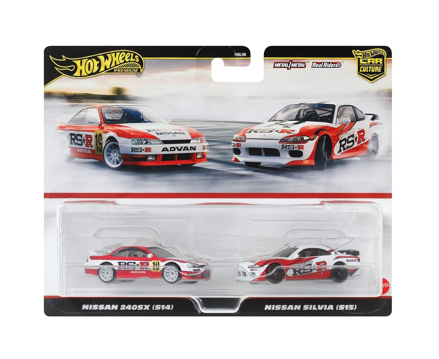 2-Pack Nissan 240SX (S14) & Nissan Silvia (S15) - Hot Wheels Premium - Scala 1/64
