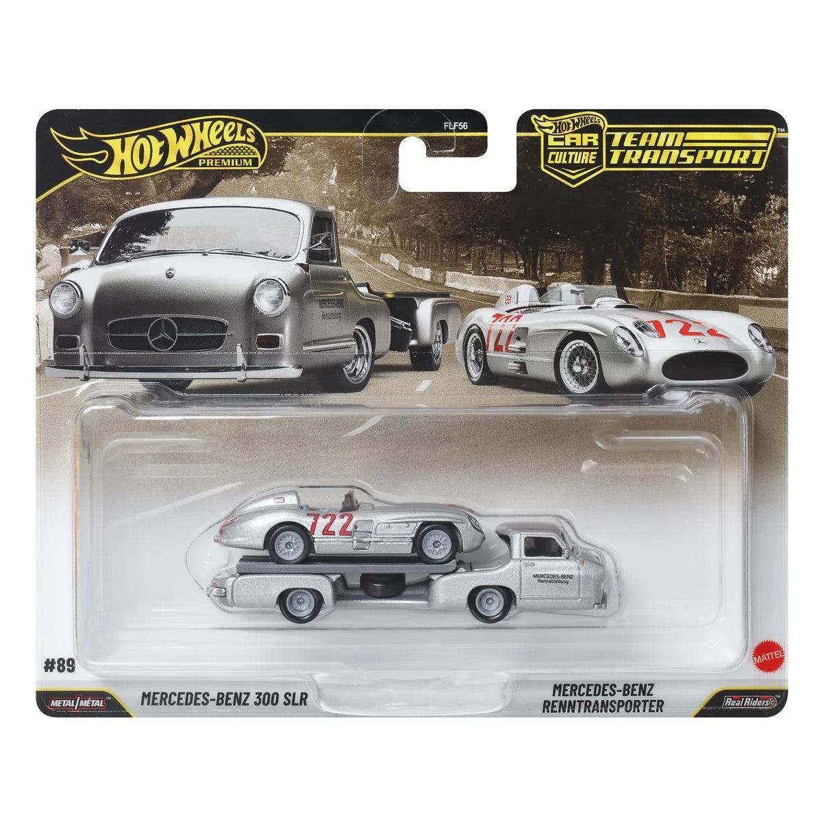 Mercedes-Benz 300 SLR + Renntransporter - Series Car Culture Team Transport - Hot Wheels Premium - Scala 1/64