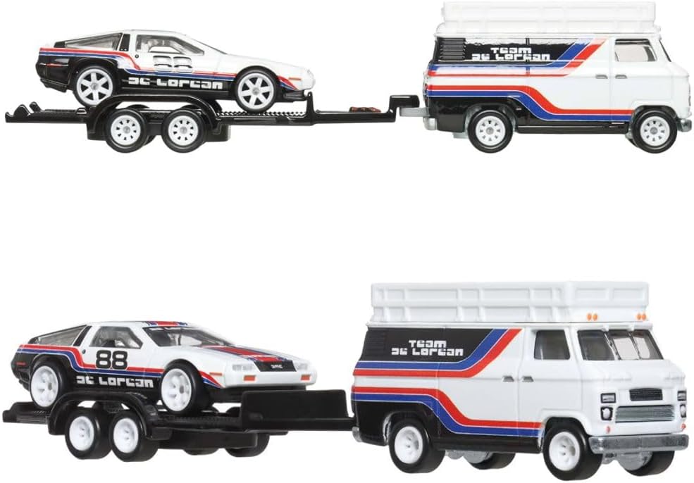 DMC DeLorean + HW Rally Hauler - Series Car Culture Team Transport - Hot Wheels Premium - Scala 1/64