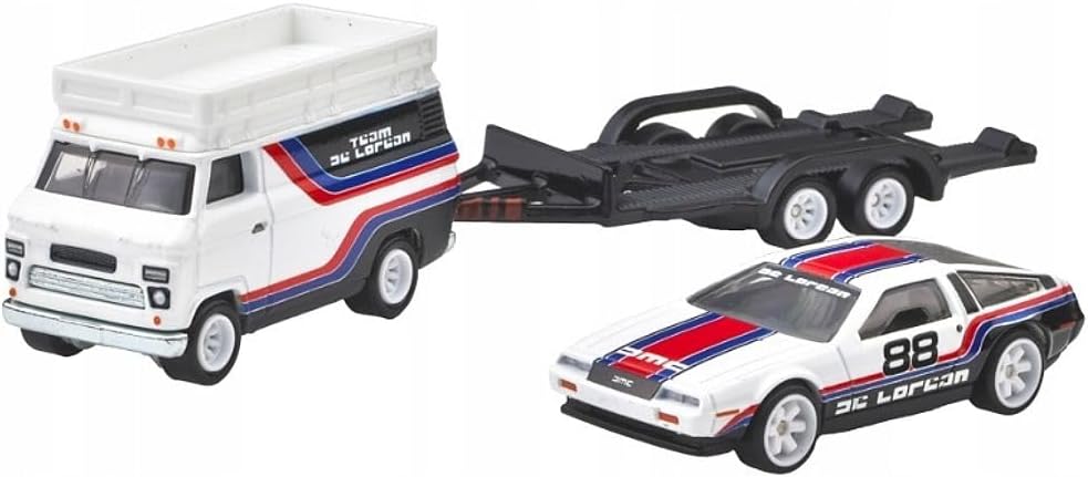 DMC DeLorean + HW Rally Hauler - Series Car Culture Team Transport - Hot Wheels Premium - Scala 1/64