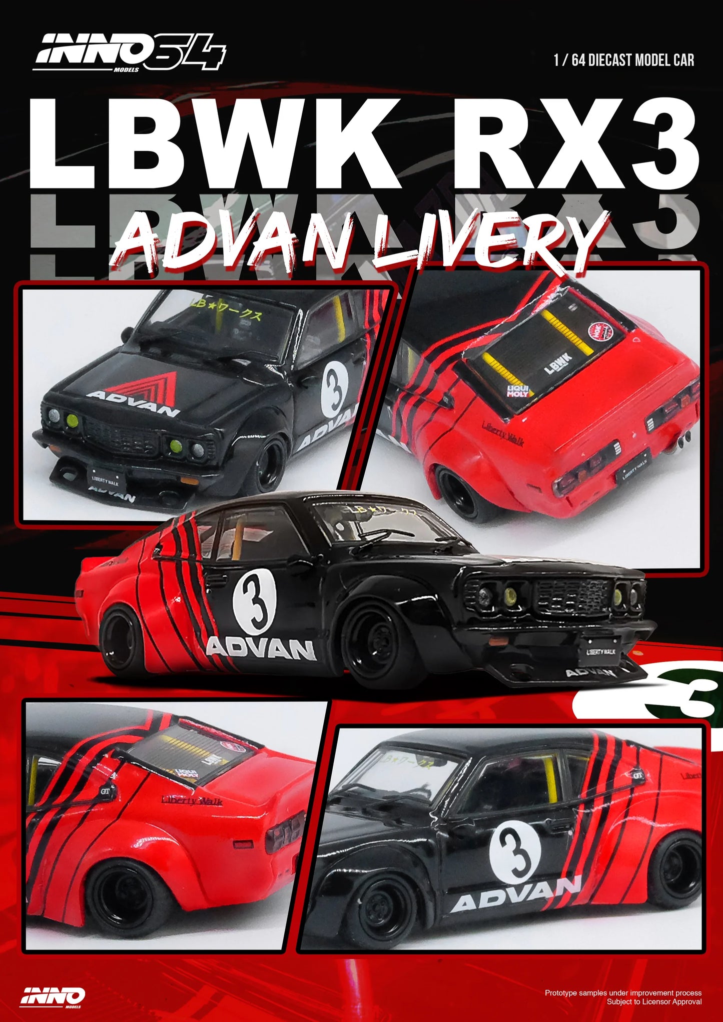 LBWK Mazda RX3 Savanna *Advan Livery* - INNO64 - Scala 1/64 IN64-LBWKRX3-02