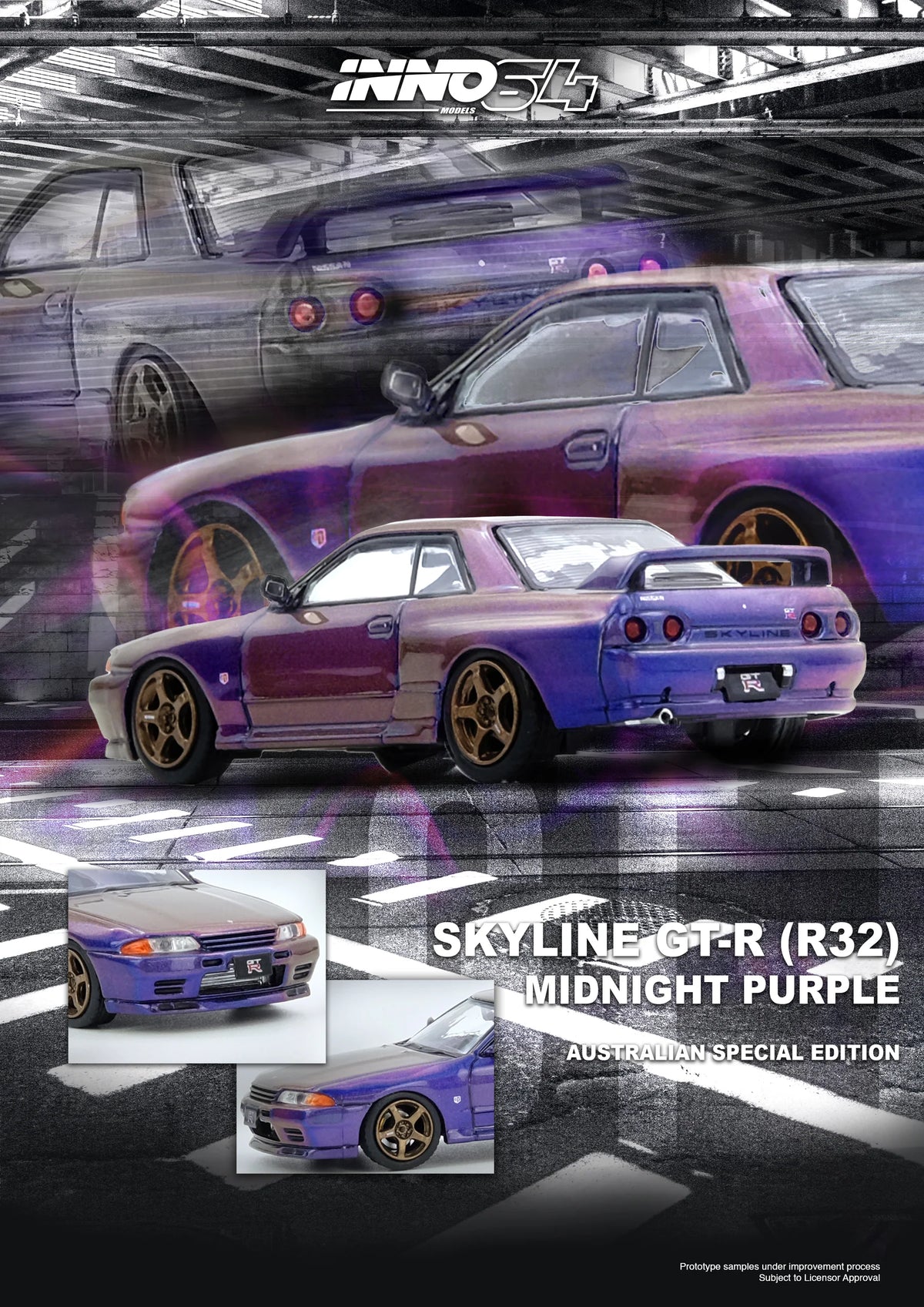 Nissan Skyline GT-R (R32) Midnight Purple Metallic "Australian Special Edition" - INNO64 - Scala 1/64 IN64-R32-MP-AS