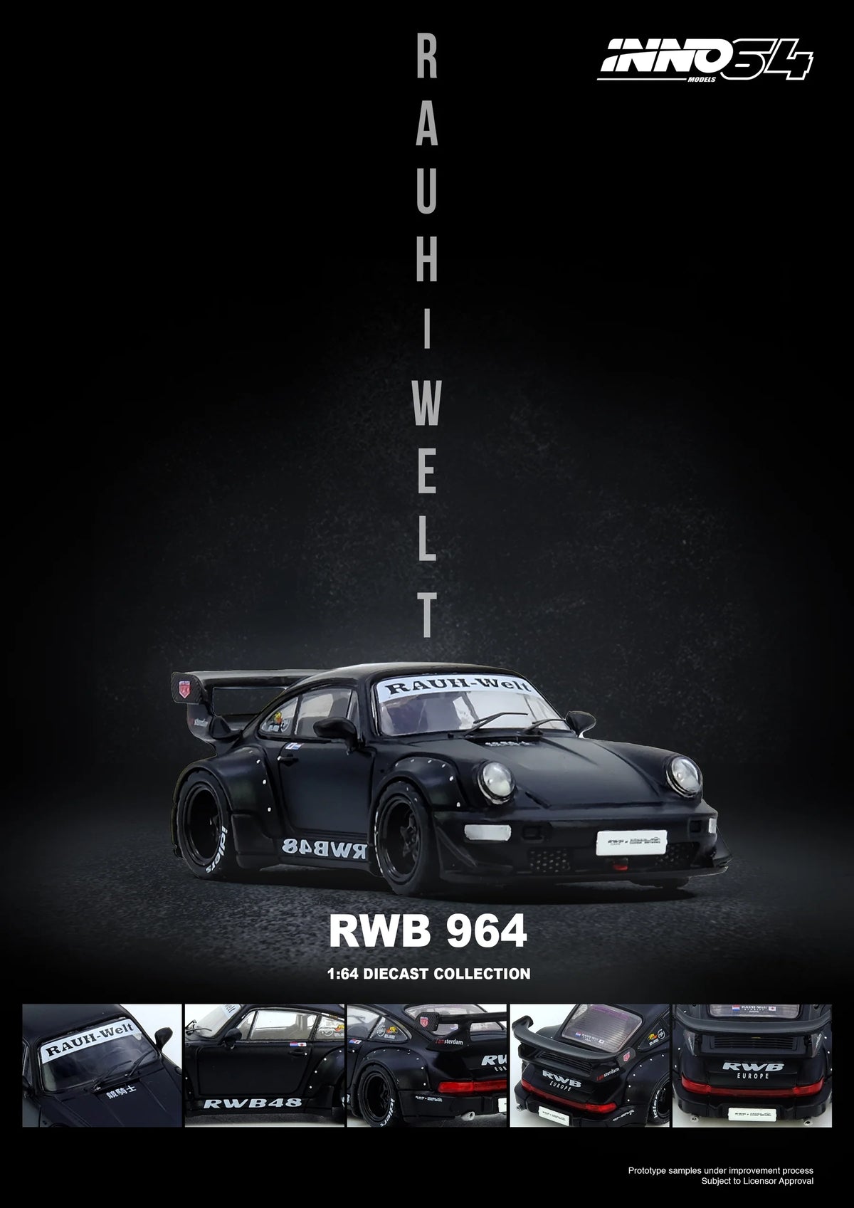 Porsche RWB 964 Black Matt - INNO64 - Scala 1/64 IN64-RWB964-BM