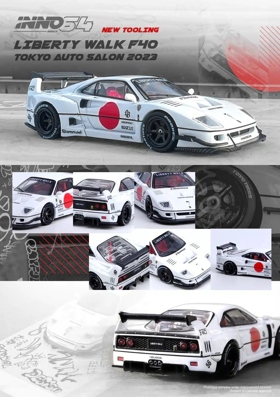 LBWK Ferrari F40 White Tokyo Auto Salon 2023 - INNO64 - Scala 1/64 IN64-LBWKF40-TAS23
