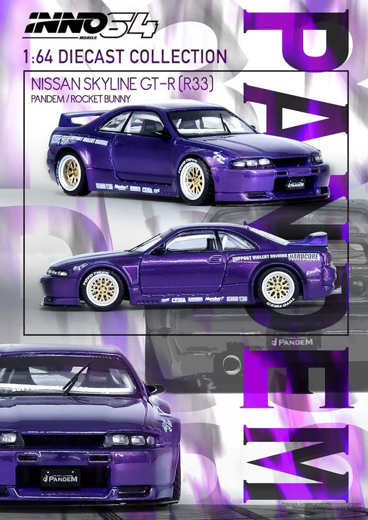 Nissan Skyline GT-R (R33) “PANDEM ROCKET BUNNY” Purple - INNO64 - Scala 1/64 IN64-R33P-PPL