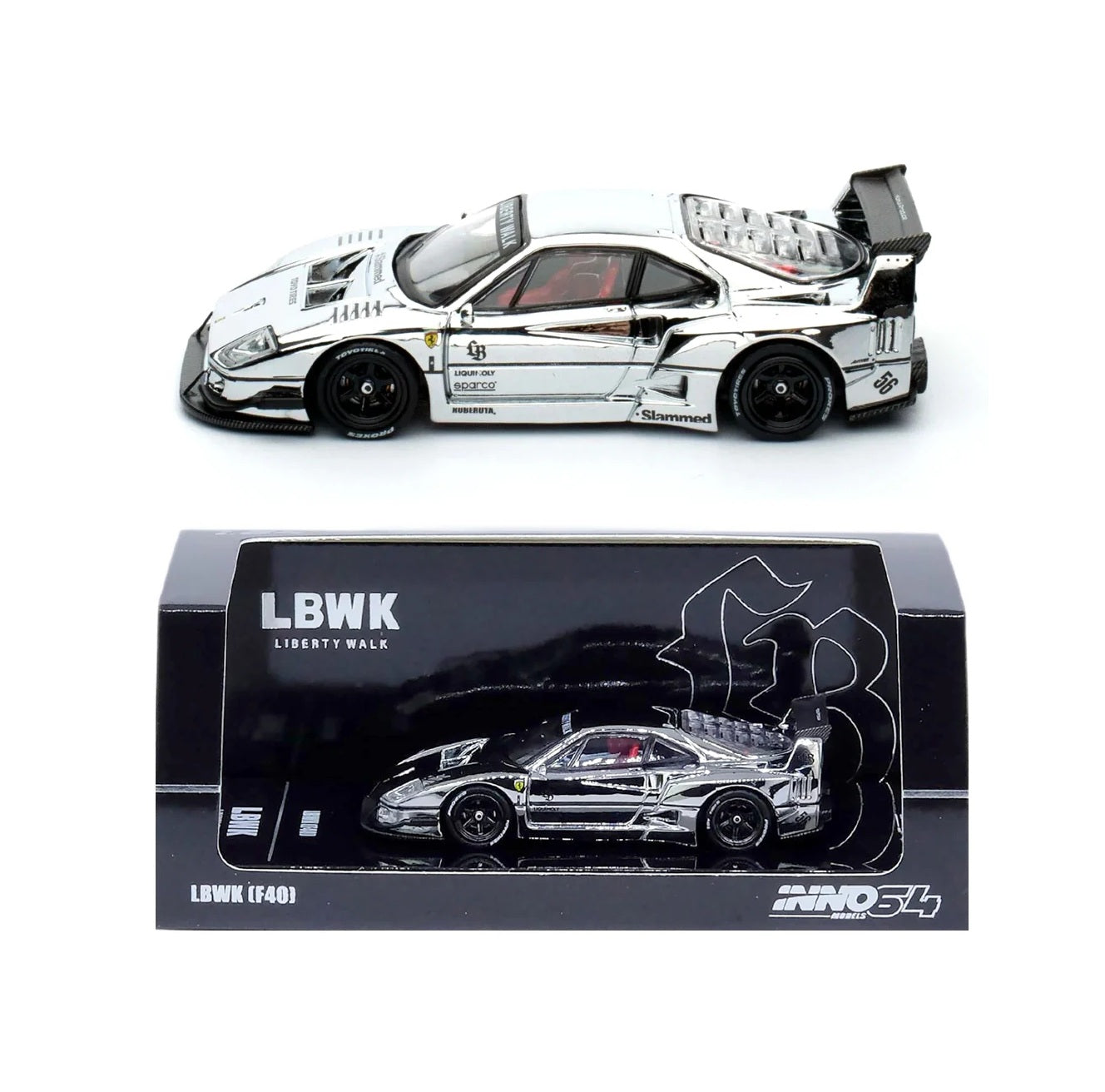 LBWK Ferrari F40 Chrome Silver - INNO64 - Scala 1/64 IN64-LBWKF40-CHS