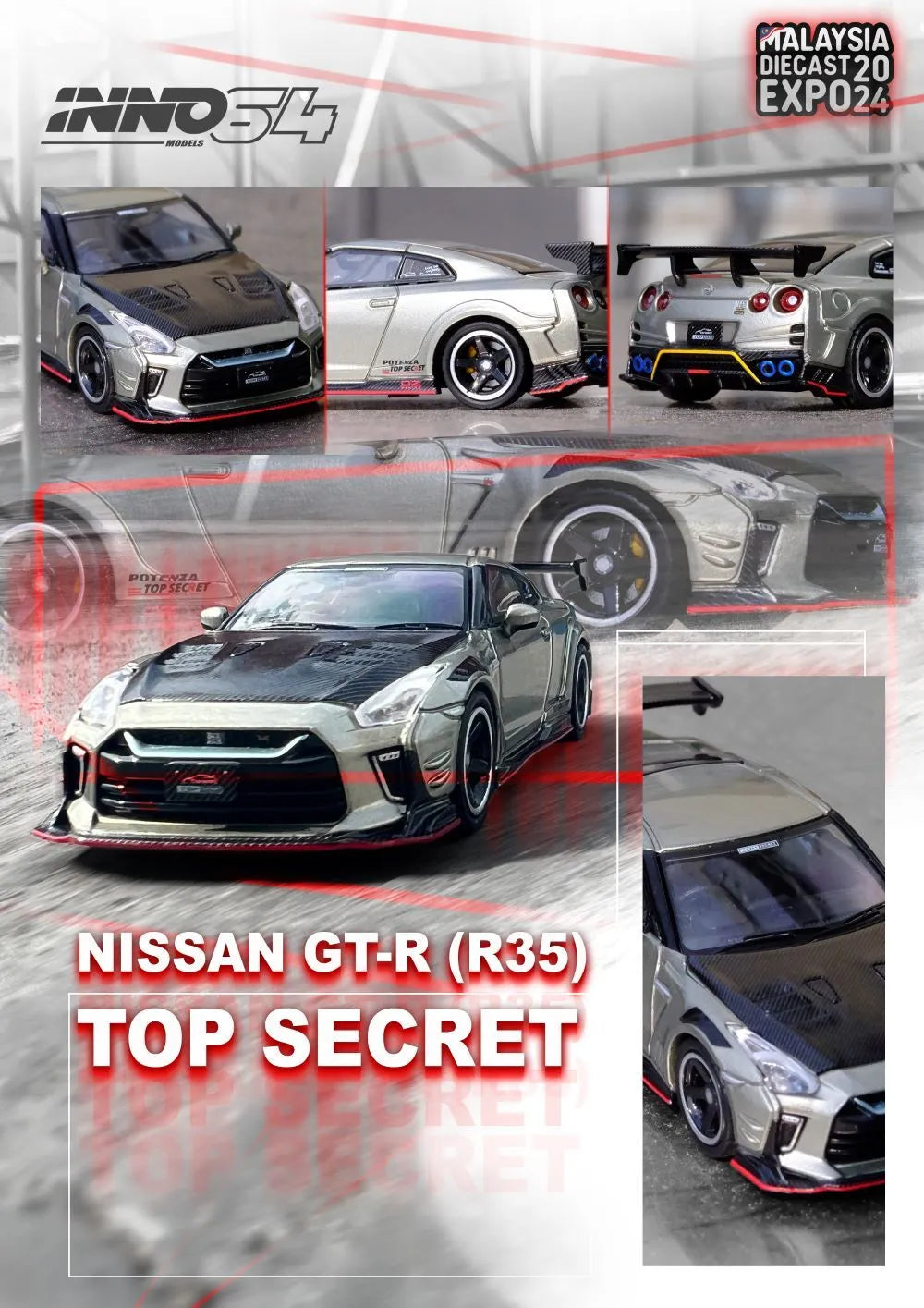 INNO64 - Nissan Skyline GT-R (R35) "Top Secret" - Malaysia Diecast Expo 2024 Special Edition - Scala 1/64 IN64-R35TS-MDX24