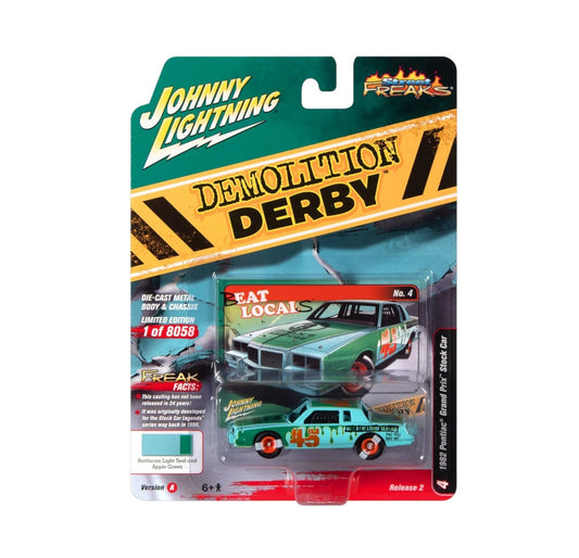 1982 Pontiac Grand Prix Stock Car "Demolition Derby" Green - Johnny Lightning - Scala 1/64