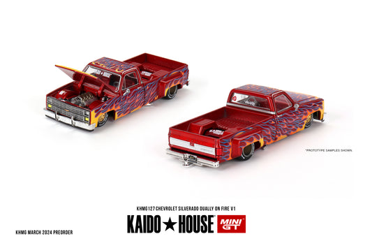 Chevrolet Silverado Dually on Fire V1 - KAIDO HOUSE Mini GT - Scala 1/64 KHMG127