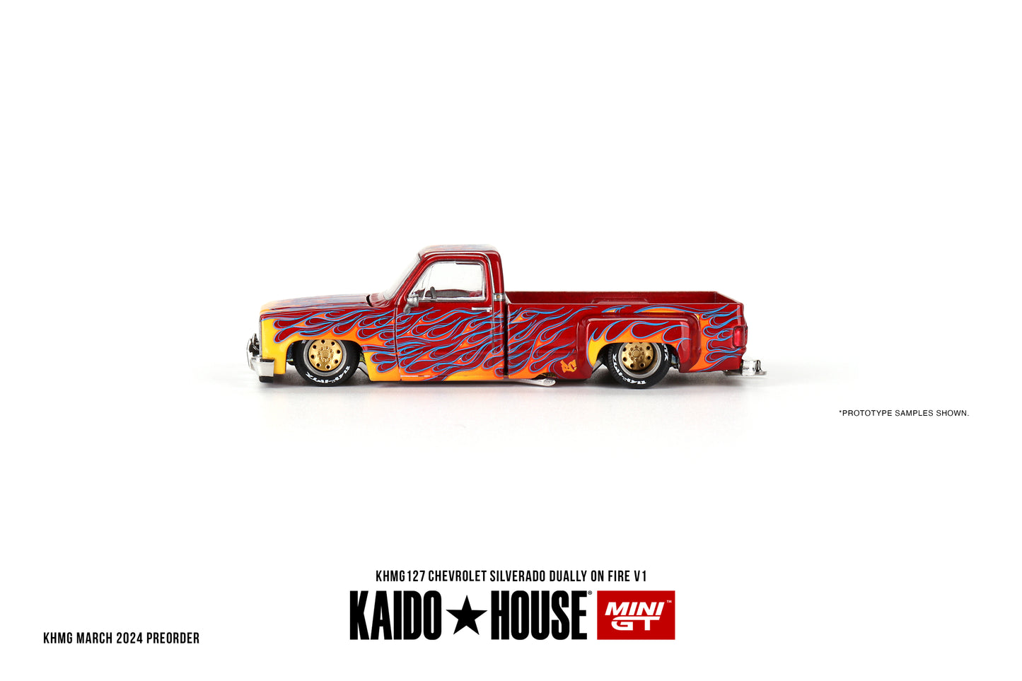 Chevrolet Silverado Dually on Fire V1 - KAIDO HOUSE Mini GT - Scala 1/64 KHMG127